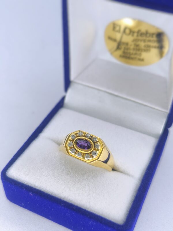 Anillo Oro 18 kt - Amatista y Zafiros Blancos