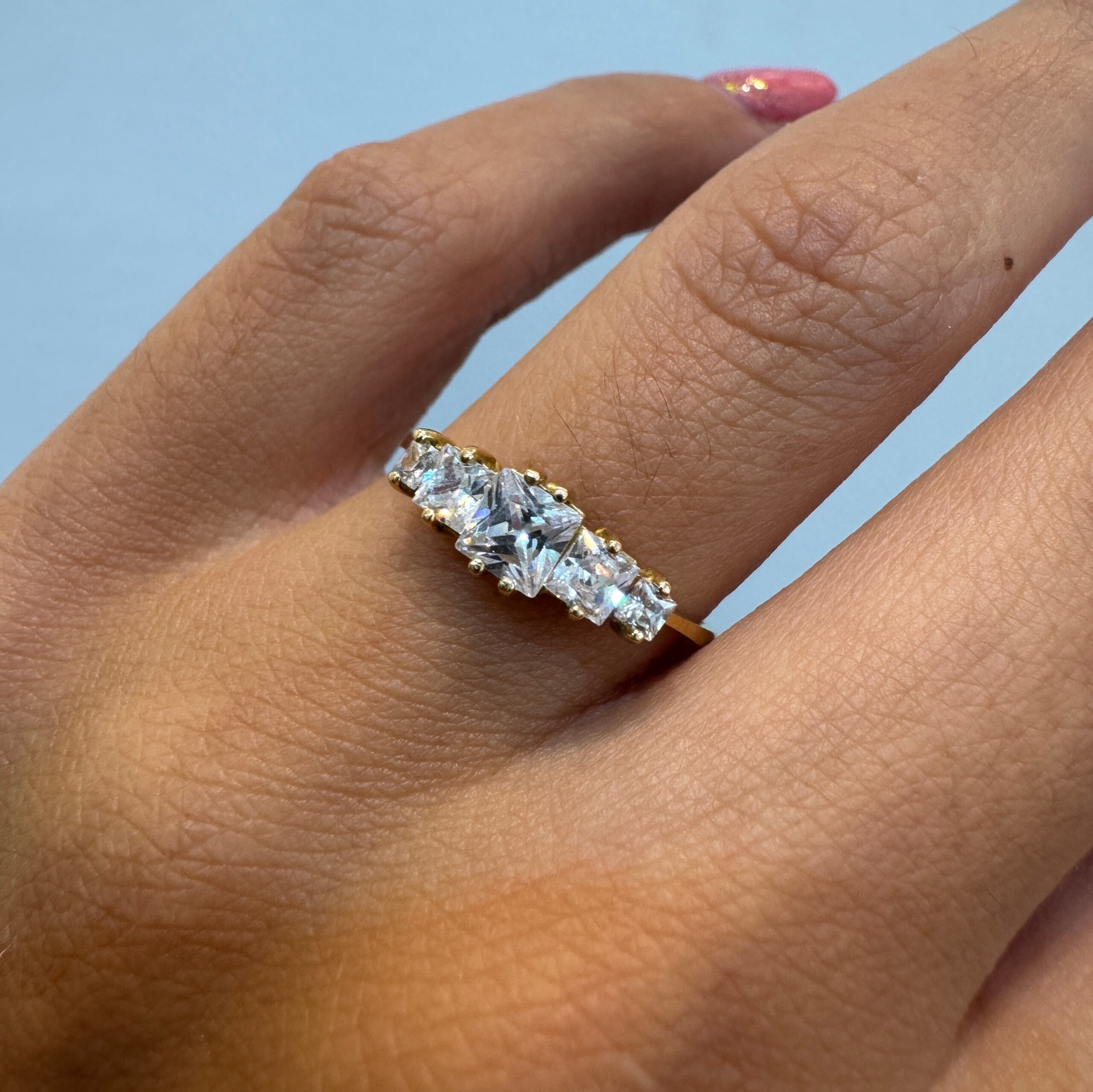 Cintillo Oro 18 kt - Zafiros Blancos Baguette - Imagen 2