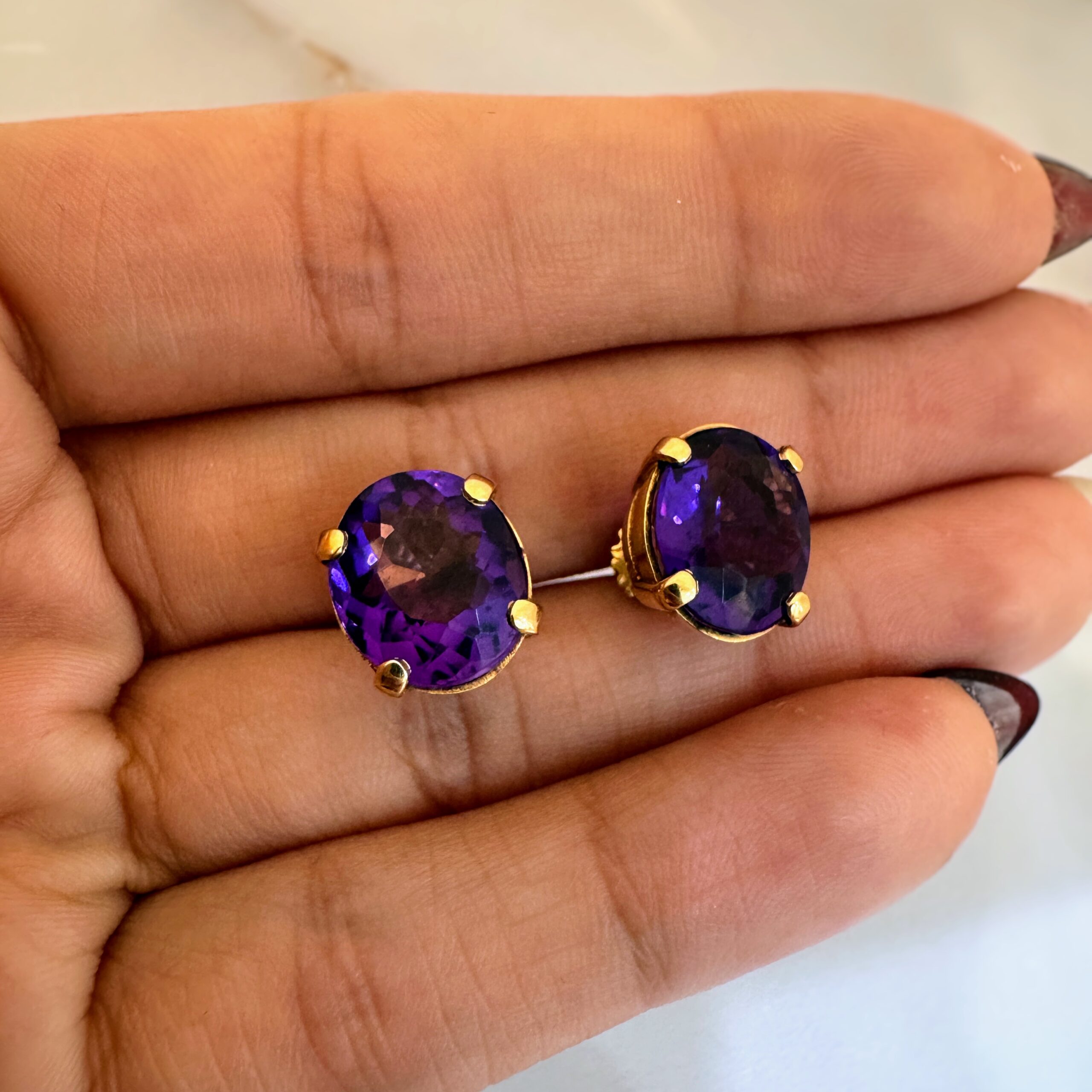 Aros Oro 18 kt - Amatistas