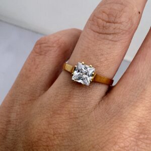 Cintillo Oro 18 kt - Solitario Zafiro Baguette