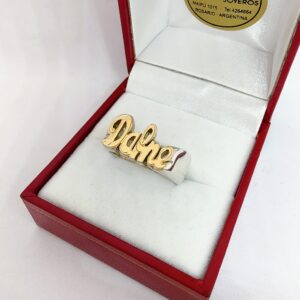 Anillo plata y oro - Sello Nombre Oro