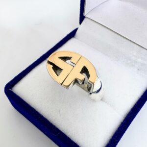 Anillo plata y oro - Iniciales Oval