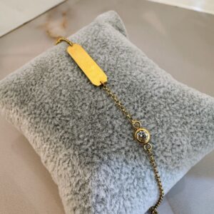 Pulsera de identidad Oro 18kt - 2 zafiros blancos