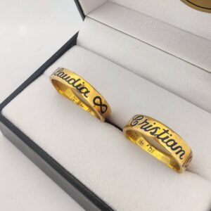 Alianzas Cintas  4,5 - Nombres Esmaltados (Oro 18kt)