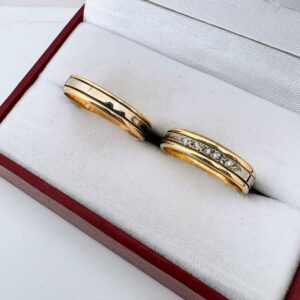 Alianzas cintas 6,5 - Centro Oro Blanco con Zafiros Blancos (oro 18 kt)