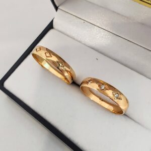 Alianzas Italianas 6,5 - Rombos con Zafiros Blancos (Oro 18kt)