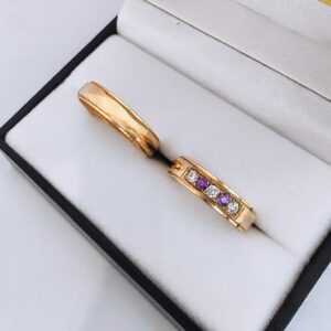 Alianzas Italianas 6,5 - Bachi con Zafiros Blancos y Amatistas (oro 18 kt)