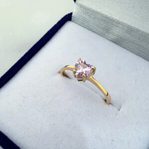 Cintillo Oro 18kt - Solitario Corazón Rosa de Francia