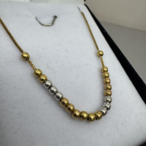 Cadena de Esferas combinadas Oro Blanco y Amarillo