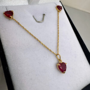 cONJUNTO DIJE Y AROS RUBÍES - ORO 18KT