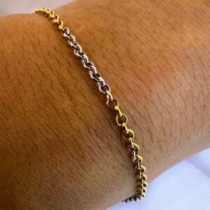 Pulsera Oro 18kt - Rolo Tricolor 2,5 - 18 cm
